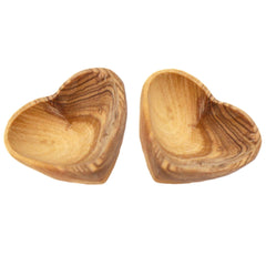 Petite Olive Wood Heart Trinket Bowls - Set of 2 - Jedando