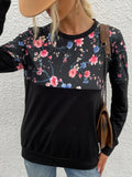 Floral Print Round Neck Dropped Shoulder Tee - Trendsi