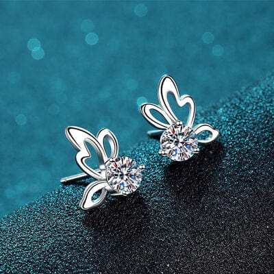 1 Carat Moissanite Butterfly Shape Earrings - Trendsi - Flyclothing LLC