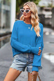 Round Neck Drop Shoulder Long Sleeve Sweater - Trendsi - Flyclothing LLC