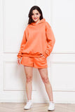Drop Shoulder Long Sleeve Hoodie and Shorts Set - Trendsi