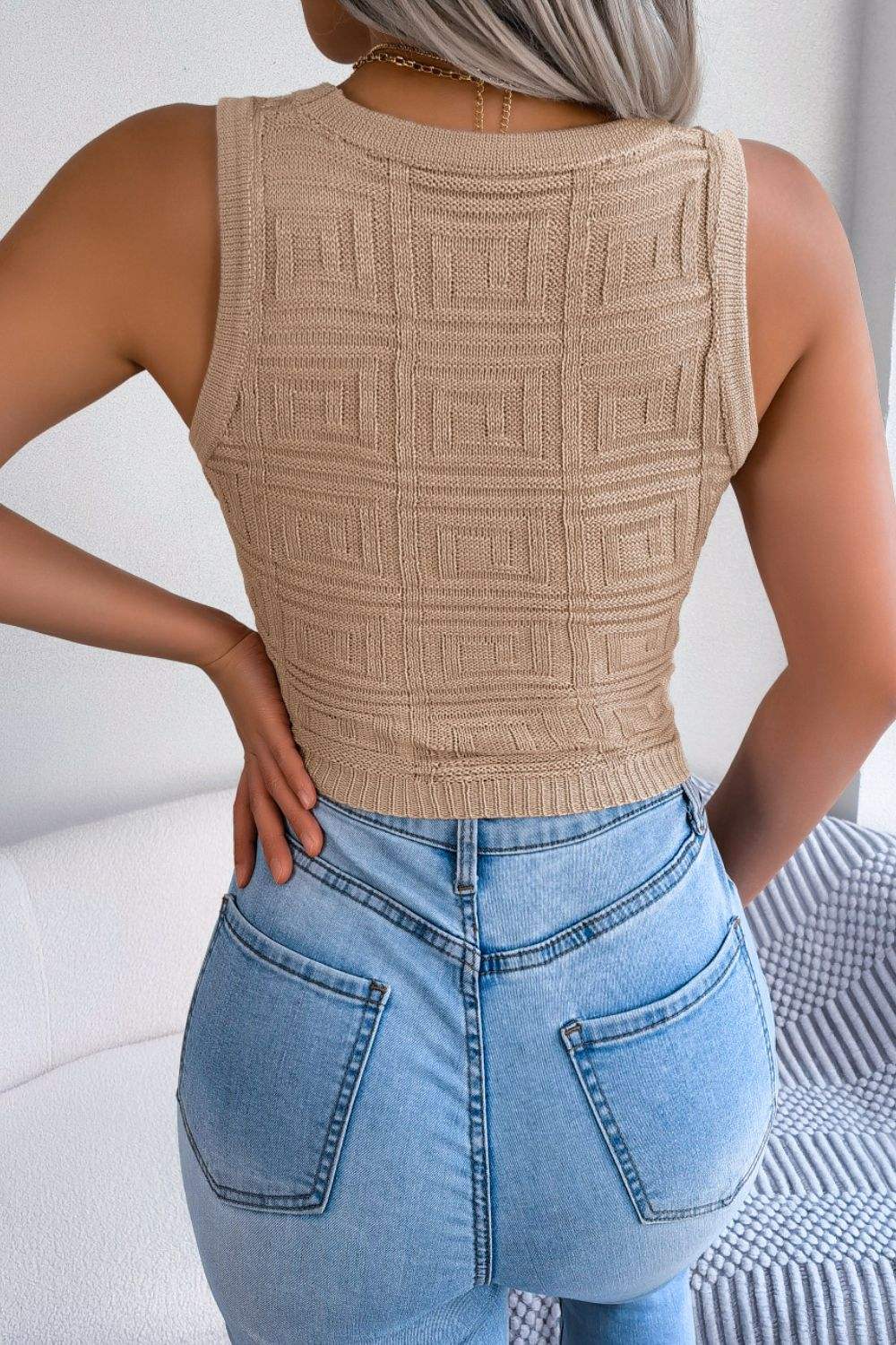 Cutout Sleeveless Knit Top - Trendsi - Flyclothing LLC