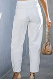 Zipper and Button High-Waist Long Jeans - Flyclothing LLC
