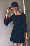 Tie Neck Flare Sleeve Mini Dress - Trendsi - Flyclothing LLC