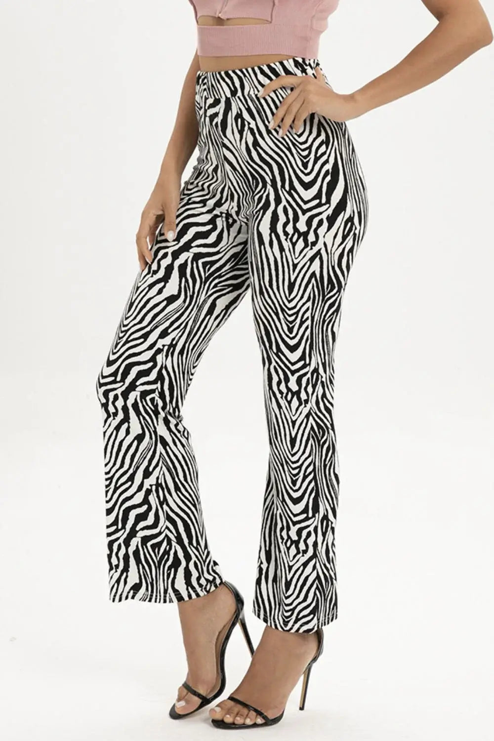 Zebra Print Straight Leg Pants - Trendsi - Flyclothing LLC