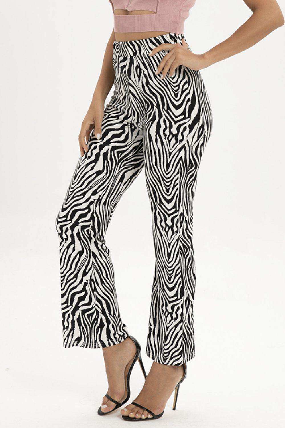 Zebra Print Straight Leg Pants - Trendsi - Flyclothing LLC
