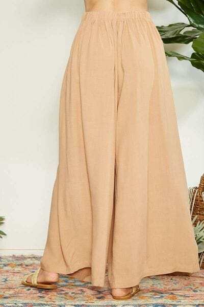 Mittoshop Wrap Pleating Detail Wide Leg Pants - Trendsi - Flyclothing LLC