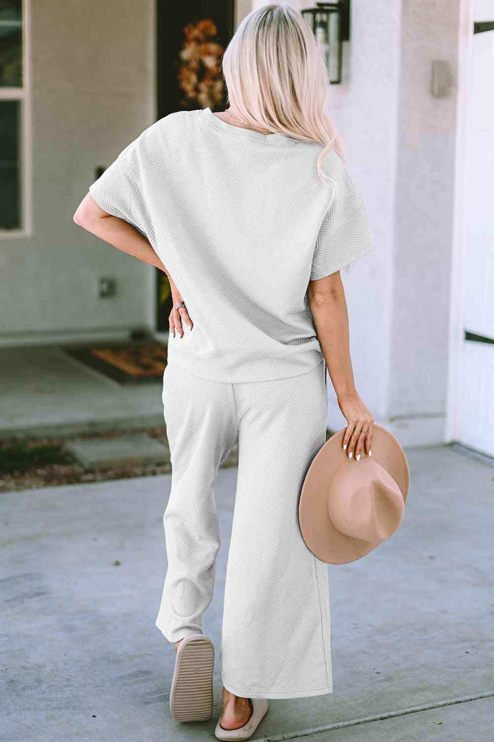 Short Sleeve Top and Pants Set - Trendsi - Flyclothing LLC