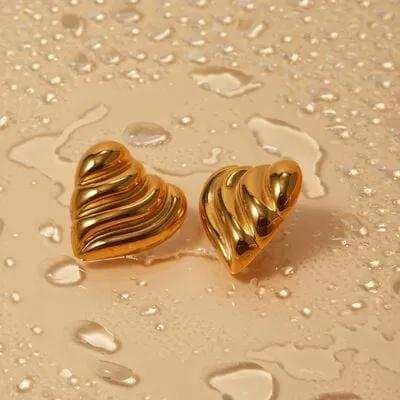Stainless Steel Heart Shape Stud Earrings - Trendsi - Flyclothing LLC