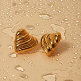 Stainless Steel Heart Shape Stud Earrings - Trendsi