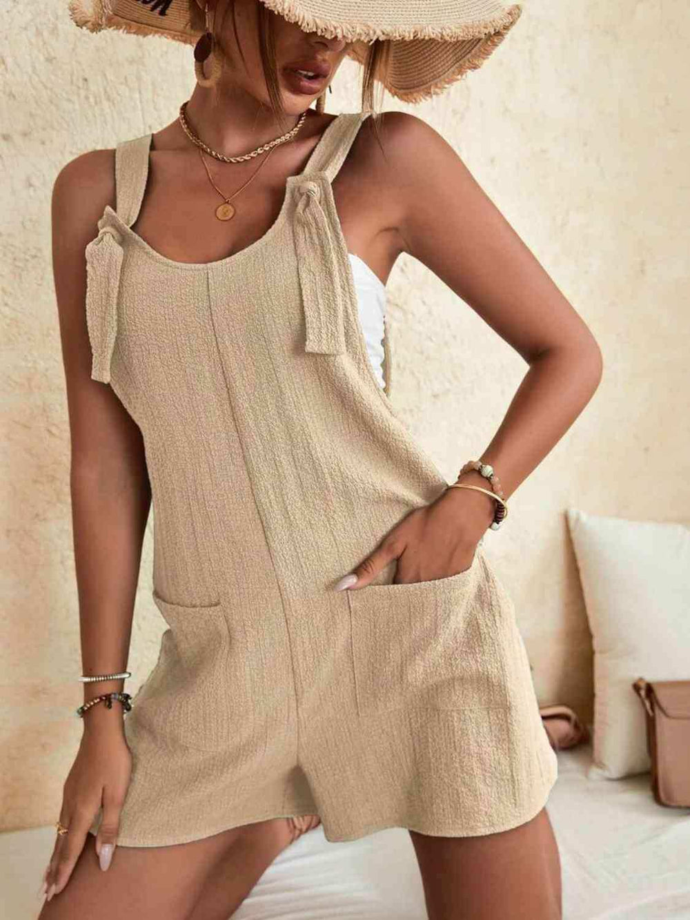 Full Size Scoop Neck Romper with Pockets - Trendsi - Flyclothing LLC