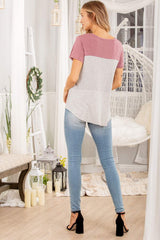 Heimish Color Block Striped Round Neck Short Sleeve T-Shirt - Trendsi - Flyclothing LLC