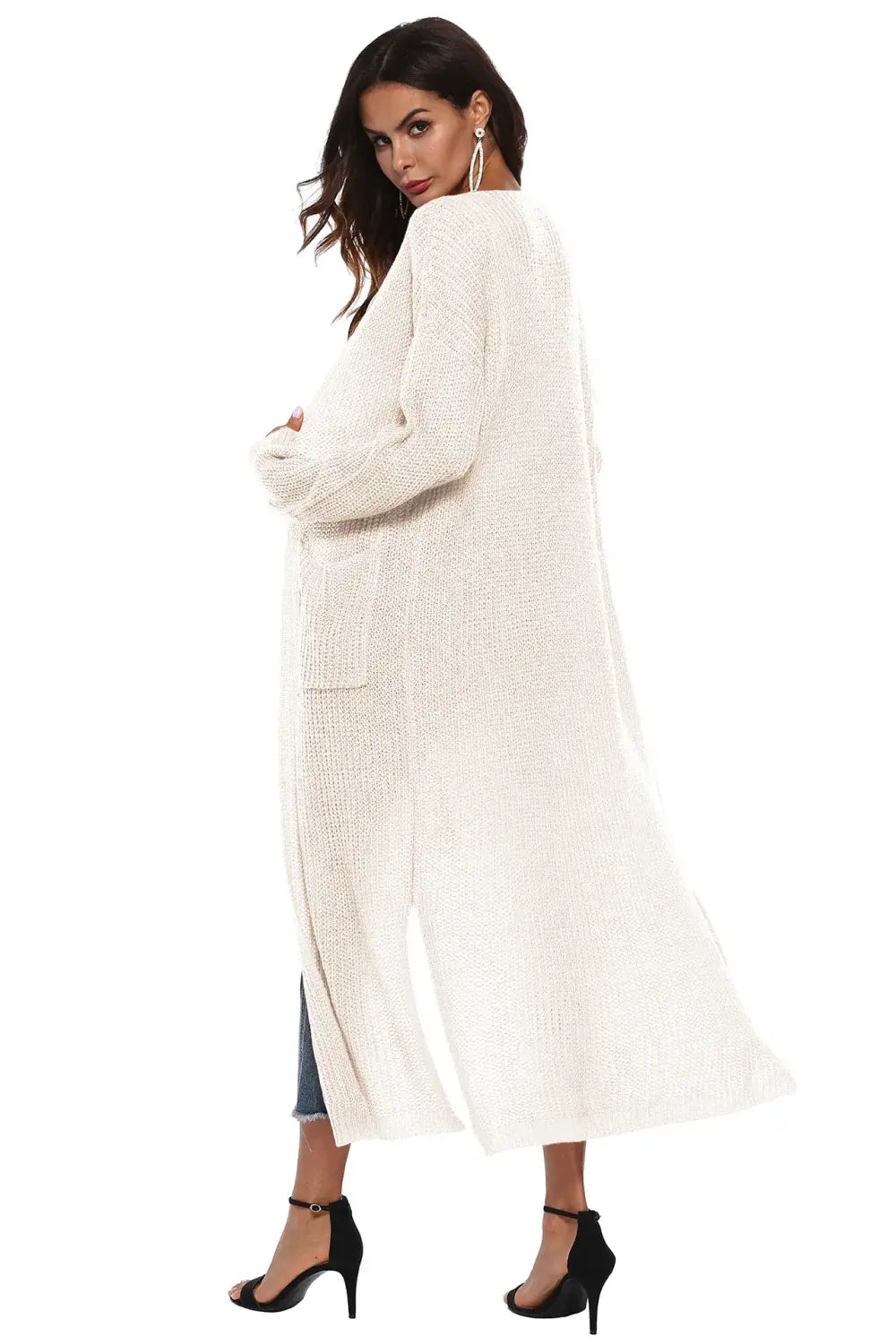 Long Sleeve Open Front Buttoned Cardigan - Trendsi - Flyclothing LLC
