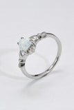 925 Sterling Silver Heart Opal Ring - Trendsi