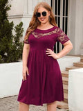 Plus Size Ruched Round Neck Short Sleeve Dress - Trendsi - Flyclothing LLC