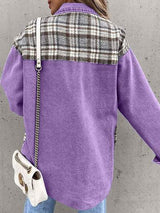 Plaid Button Up Dropped Shoulder Jacket - Trendsi - Flyclothing LLC