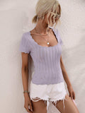 Scalloped Hem Square Neck Knit Top - Trendsi - Flyclothing LLC