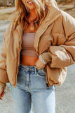 Zip Up Collared Neck Coat with Pockets - Trendsi - Flyclothing LLC