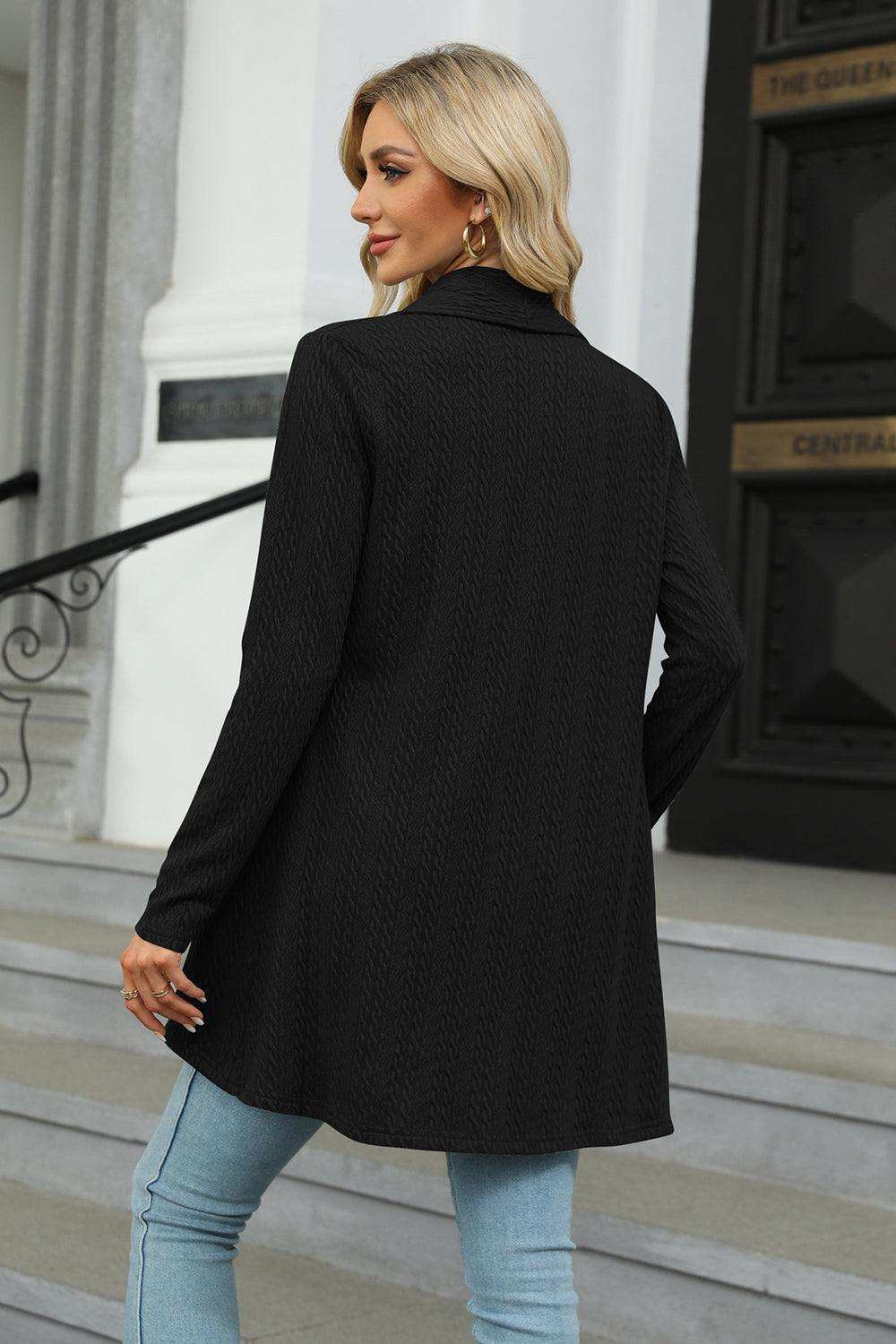 Open Front Long Sleeve Cardigan - Trendsi - Flyclothing LLC