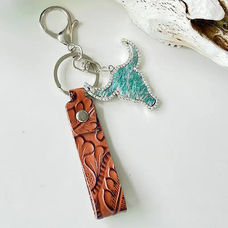 Rhinestone Bull Keychain - Trendsi - Flyclothing LLC