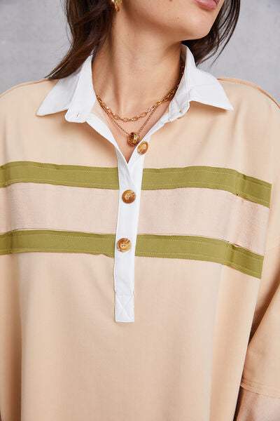 Half Button Handkerchief Hem Dress - Trendsi - Flyclothing LLC