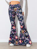 Floral High Waist Flare Leg Pants - Trendsi - Flyclothing LLC