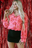 Ditsy Floral Collared Neck Shirt - Trendsi