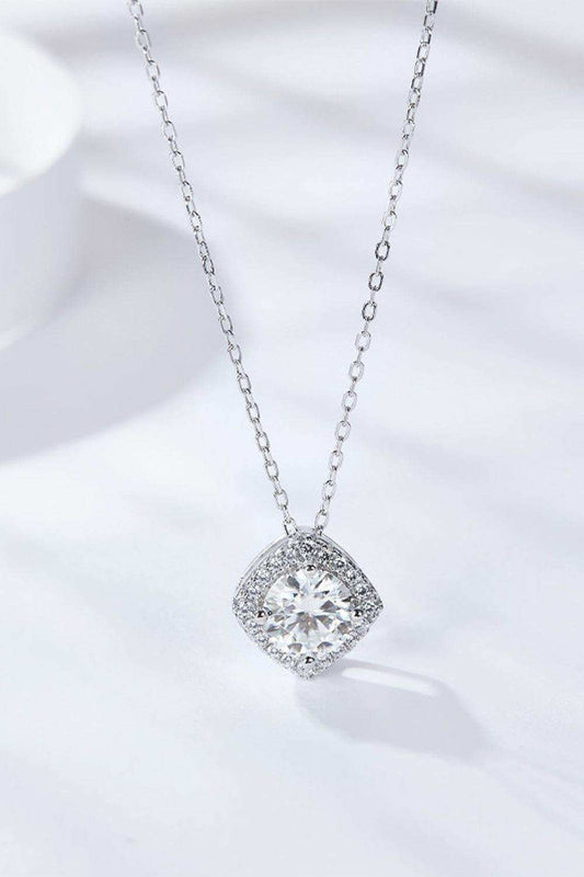 1 Carat Moissanite Geometric Pendant Necklace - Trendsi - Flyclothing LLC