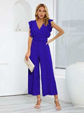 Ruffled Surplice Cap Sleeve Jumpsuit - Trendsi - Flyclothing LLC