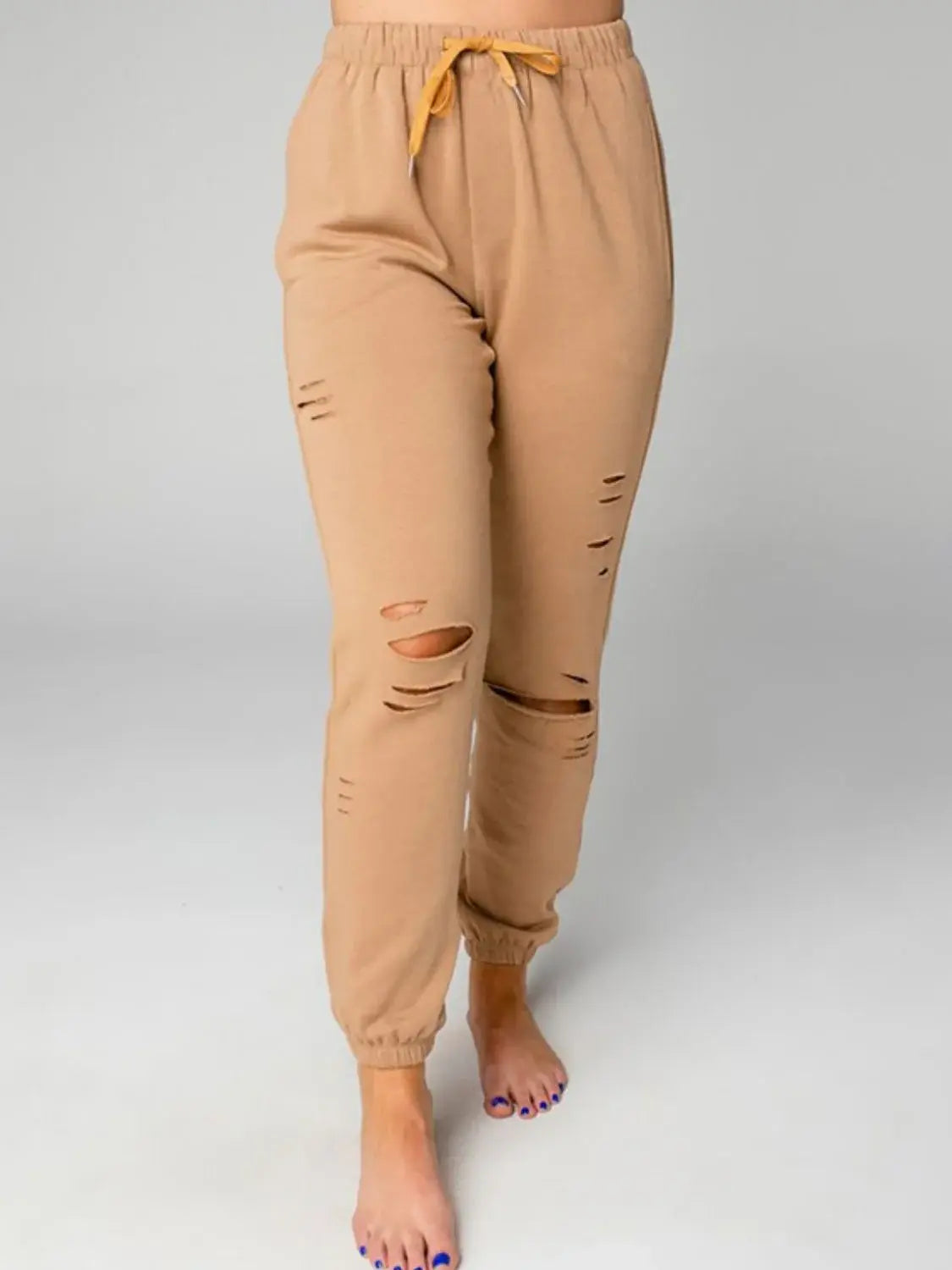 Distressed Sweatshirt and Joggers Set - Trendsi - Flyclothing LLC