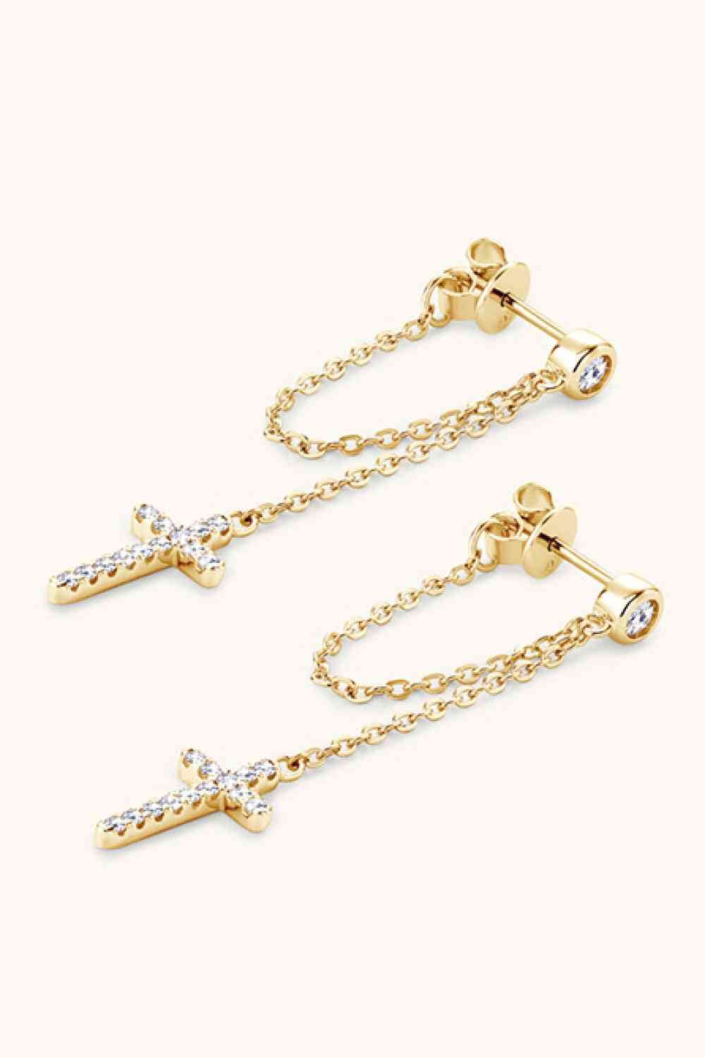 Moissanite 925 Sterling Silver Cross Earrings - Trendsi - Flyclothing LLC