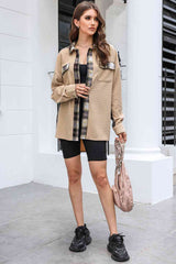 Plaid Button Down Collared Jacket - Trendsi - Flyclothing LLC