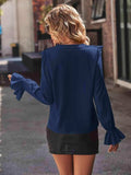 Ruffled V-Neck Flounce Sleeve Shirt - Trendsi - Flyclothing LLC