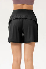 Pocketed Elastic Waist Active Shorts - Trendsi - Flyclothing LLC