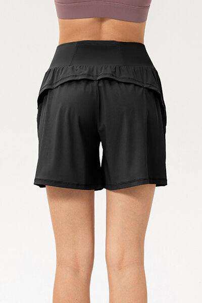 Pocketed Elastic Waist Active Shorts - Trendsi - Flyclothing LLC