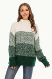 Color Block Turtleneck Knit Pullover - Trendsi - Flyclothing LLC