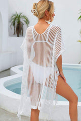 Fringe Trim Openwork Cover Up - Trendsi - Flyclothing LLC