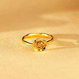 Rose Shape 18K Gold-Plated Ring - Trendsi