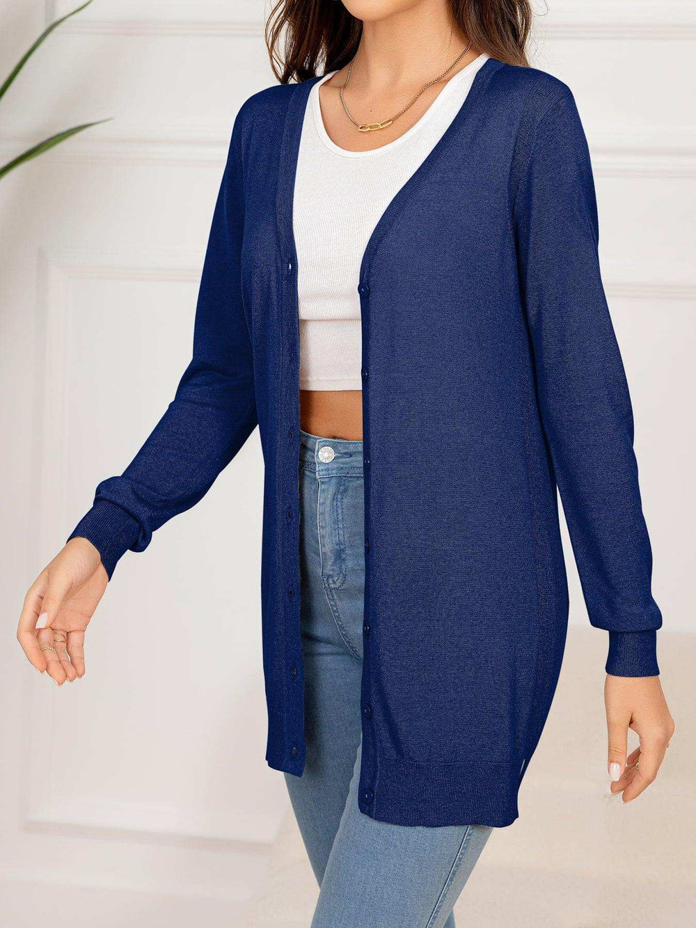 Button Down Slit Longline Cardigan - Trendsi - Flyclothing LLC