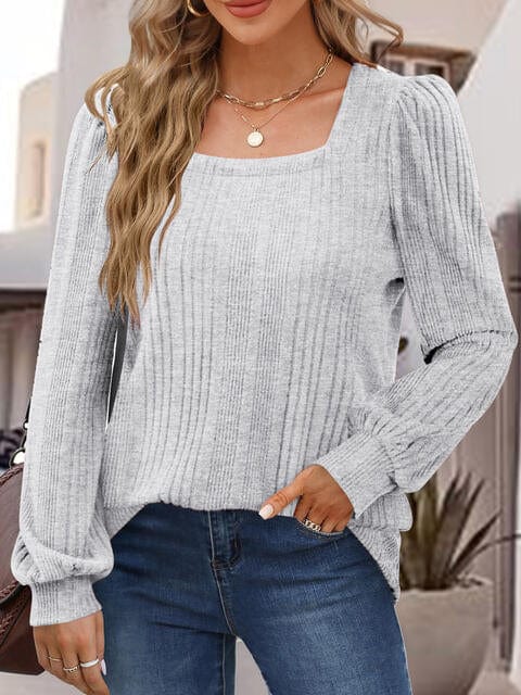 Square Neck Long Sleeve Top