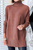 Ribbed Turtleneck Dropped Shoulder Pullover Sweater - Trendsi - Flyclothing LLC