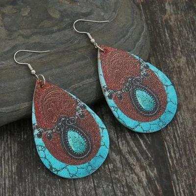 PU Leather Iron Hook Teardrop Earrings - Trendsi - Flyclothing LLC