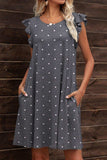 Butterfly Sleeve Round Neck Dress - Trendsi - Flyclothing LLC