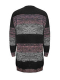 Striped Open Front Long Sleeve Cardigan with Pockets - Trendsi - Flyclothing LLC