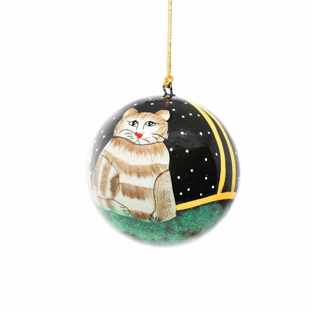 Handpainted Cat Ornaments, Set of 2 - Asha Handicrafts - Flyclothing LLC
