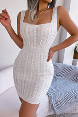 Cable-Knit Sleeveless Mini Dress - Trendsi - Flyclothing LLC