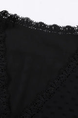 Plus Size Swiss Dot Spliced Lace V-Neck Blouse - Trendsi - Flyclothing LLC
