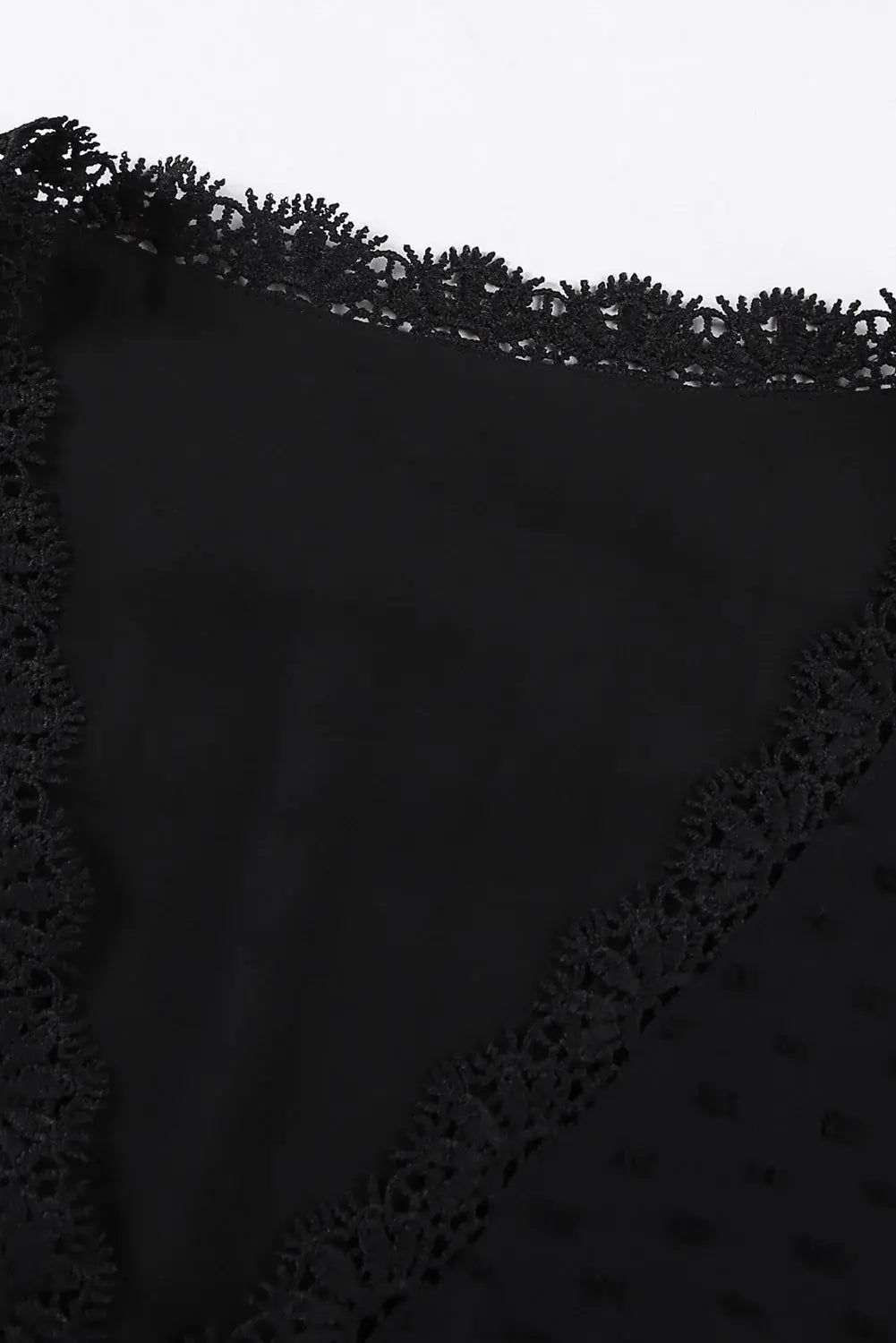 Plus Size Swiss Dot Spliced Lace V-Neck Blouse - Trendsi - Flyclothing LLC