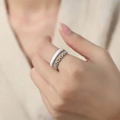 Enamel 18K Gold-Plated Open Ring - Trendsi - Flyclothing LLC