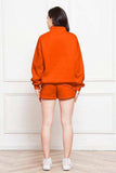 Half Zip Long Sleeve Sweatshirt and Drawstring Shorts Set - Trendsi - Flyclothing LLC